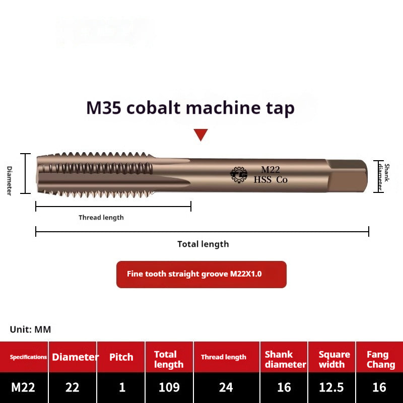 2122-M35 straight groove tap containing cobalt stainless steel, special fine tooth coarse tooth machine, tapping drill bit tool wire Shandong Denso Pricision Tools Co.,Ltd.